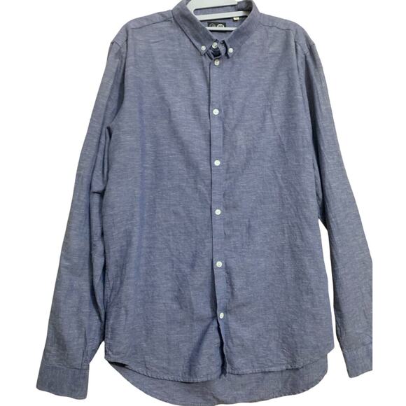 CHEAP MONDAY Marled Denim-Blue 100% Cotton Button Down LS Mens DAMON Shirt Sz M - Picture 11 of 11